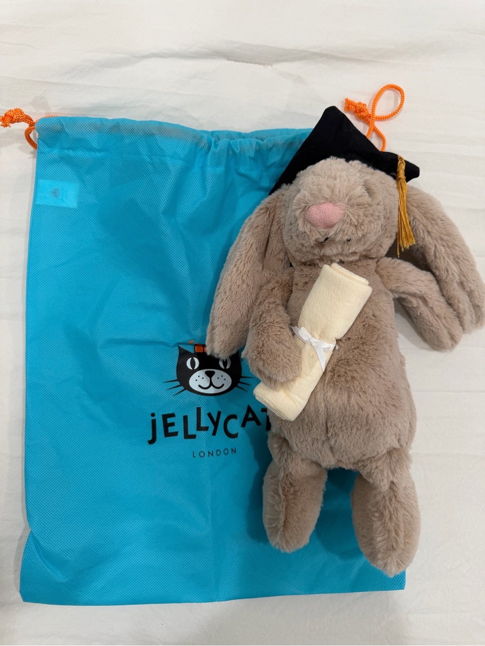 Jellycat Beige Graduation Bunny with Black Cap and Cream Diploma